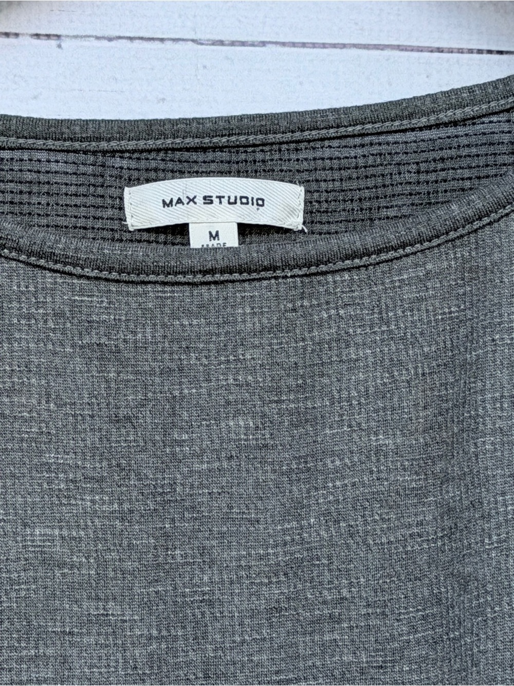 Max Studio Charcoal Relaxed Scoop Neck Short Sleeve Top - Picture 2 of 5